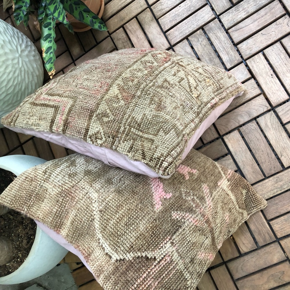 Two Kilim handmade carpet throw pillows.